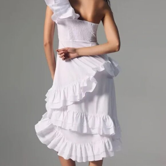 NWT CeliaB White Ruffle Dress from Anthropologie - Picture 3 of 4